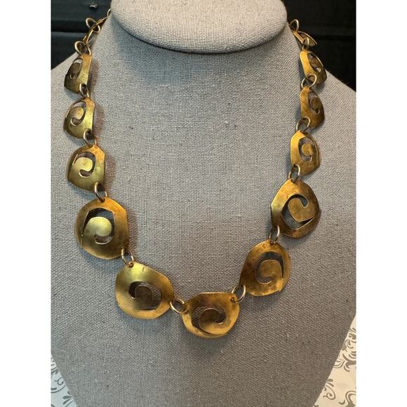 Vintage Abstract Goldtone Modernist Choker/Necklace - Picture 2 of 8